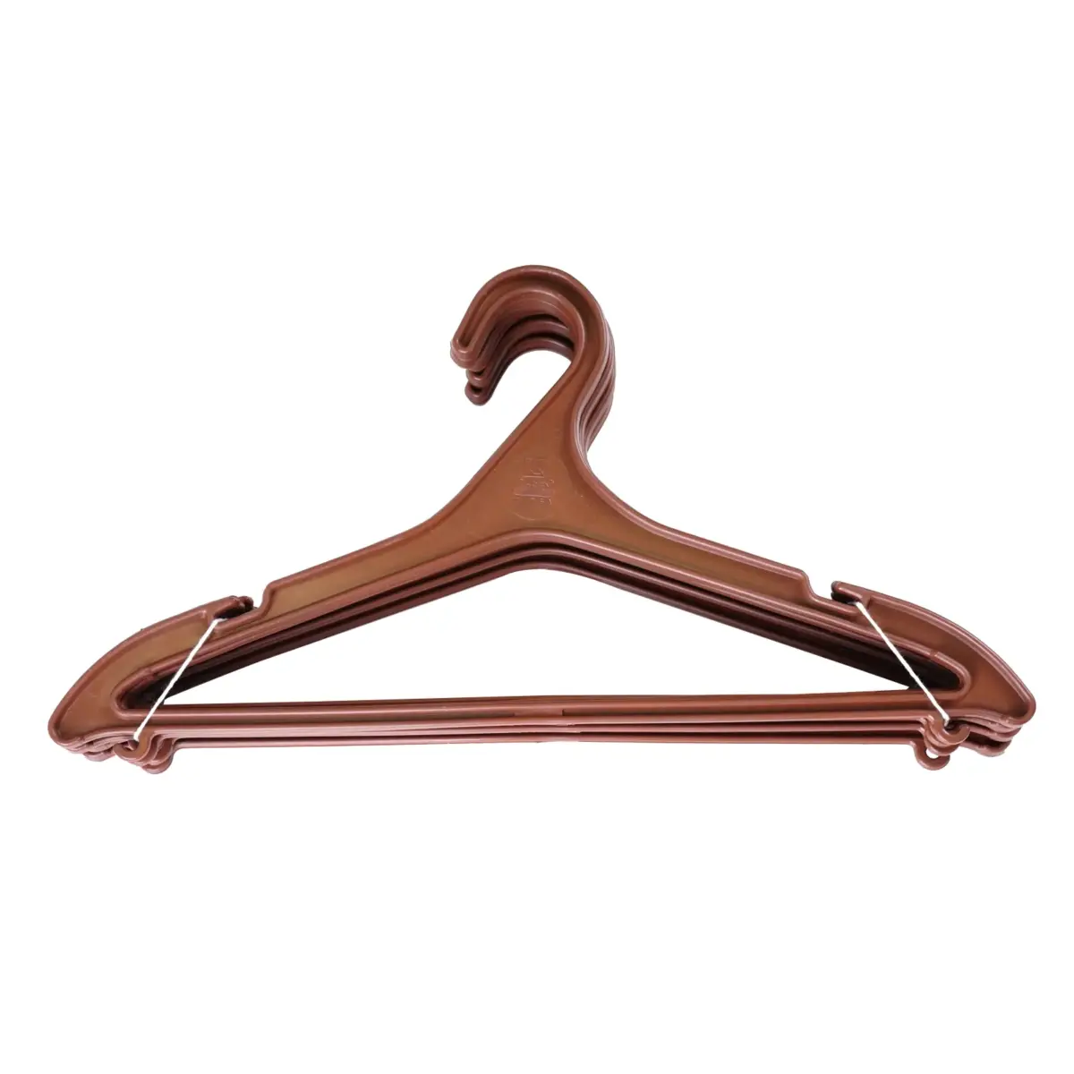Brown plastic clothes hangers set, durable polypropylene style - 2