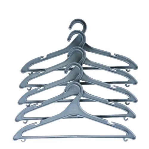 Set of plastic clothes hangers 42 cm - durable and lightweight in gray